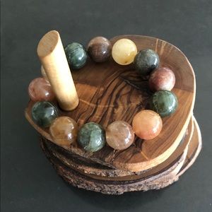 Quartz Multi Color Bead Stretch Bracelet